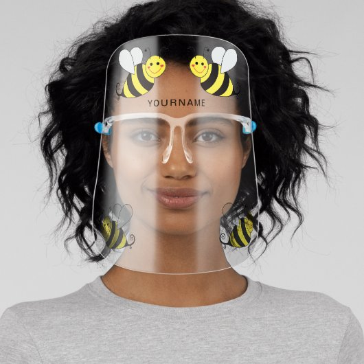 Cute Bumble Bees Personalized Name Face Shield (Insitu)