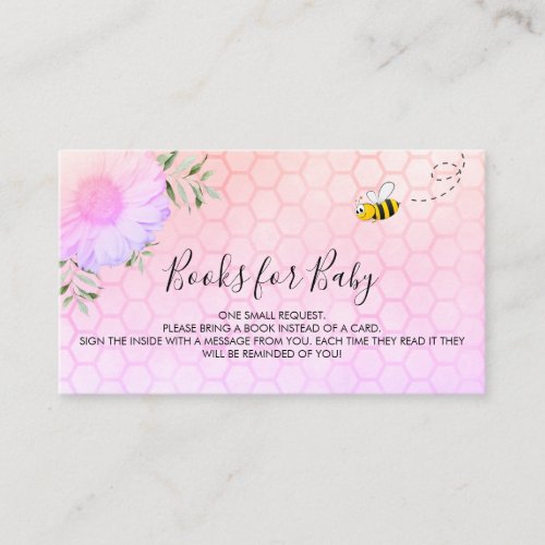 Cute bumble bees pink purple baby book request  enclosure card