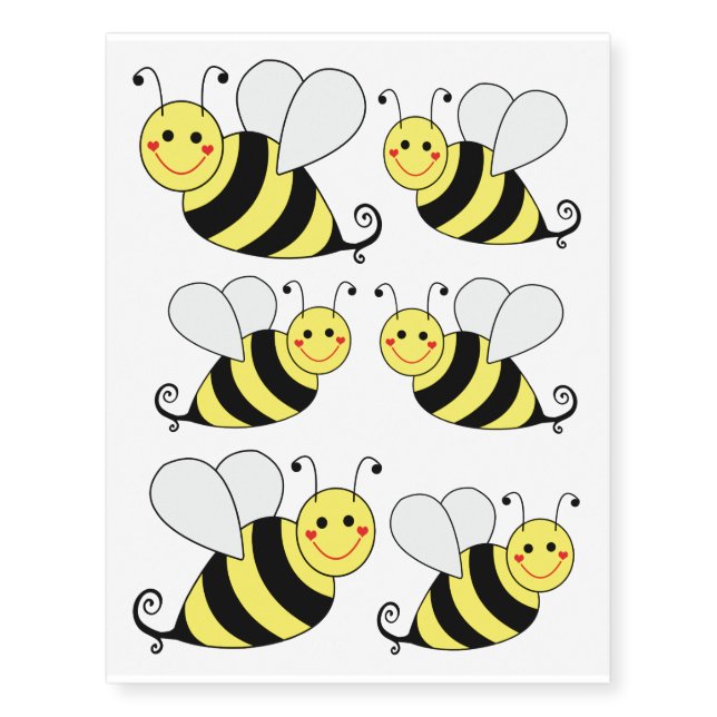 Cute Bumble Bees Temporary Tattoos (Front)