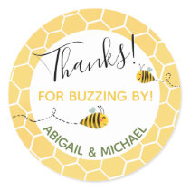 Cute Bumble Bees Thanks For Buzzing By Party Favor Classic Round Sticker