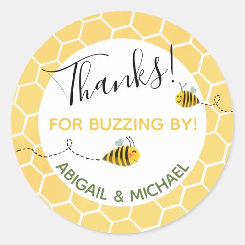 Cute Bumble Bees Thanks For Buzzing By Party Favor Classic Round Sticker