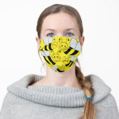 Cute Bumble Bees Yellow Adult Cloth Face Mask (Worn)