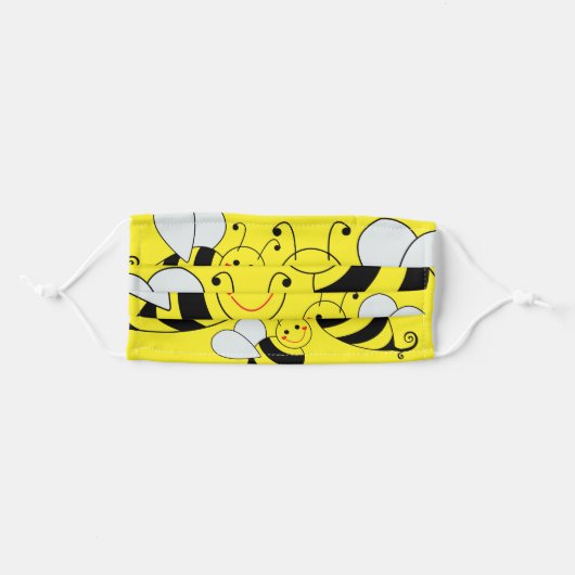 Cute Bumble Bees Yellow Adult Cloth Face Mask (Front, Folded)
