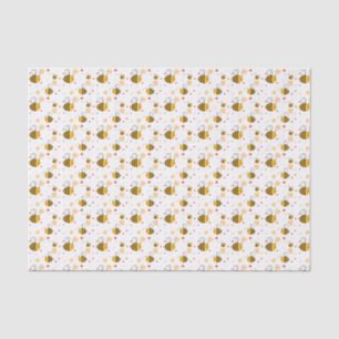 Cute Bumblebee and Flowers Tissue Paper
