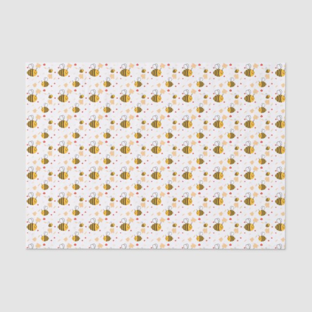 Cute Bumblebee and Flowers Tissue Paper (Front)