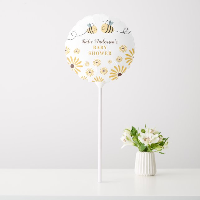 Cute Bumblebee and Sunflowers Baby Shower Balloon (In SItu)