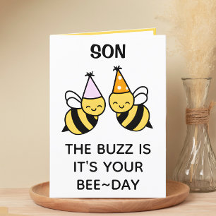 Cute Bumblebee Bee Child Son Happy Birthday Letterpress Thank You Card
