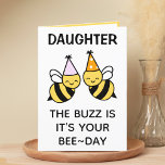 Cute Bumblebee Bee Daughter Happy Birthday Letterpress Thank You Card<br><div class="desc">Looking for a unique way to express your love and humor to your child? Our funny bumblebee pun greeting card is the perfect choice for your daughter on her birthday! Customize it by adding your own personal message.  Design features two bees wearing pink and orange birthday party hats.</div>