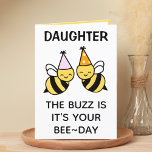 Cute Bumblebee Bee Daughter Happy Birthday Thank You Card<br><div class="desc">Looking for a unique way to express your love and humor to your child? Our funny bumblebee pun greeting card is the perfect choice for your daughter on her birthday! Customize it by adding your own personal message.  Design features two bees wearing pink and orange birthday party hats.</div>
