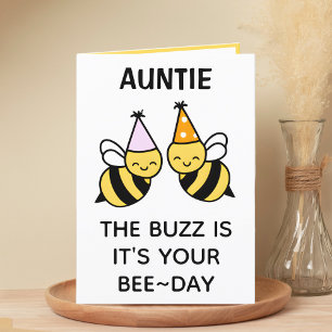 Cute Bumblebee Bee Family Aunt Happy Birthday Letterpress Thank You Card