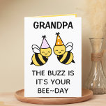 Cute Bumblebee Bee Grandfather Happy Birthday Thank You Card<br><div class="desc">Looking for a unique way to express your love and humor to your grandparent? Our funny bumblebee pun greeting card is the perfect choice for your granddad on his birthday! Customize it by adding your own personal message.  Design features two bees wearing pink and orange birthday party hats.</div>