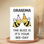 Cute Bumblebee Bee Grandmother Happy Birthday Thank You Card<br><div class="desc">Looking for a unique way to express your love and humor to your grandparent? Our funny bumblebee pun greeting card is the perfect choice for your grandma on her birthday! Customize it by adding your own personal message.  Design features two bees wearing pink and orange birthday party hats.</div>