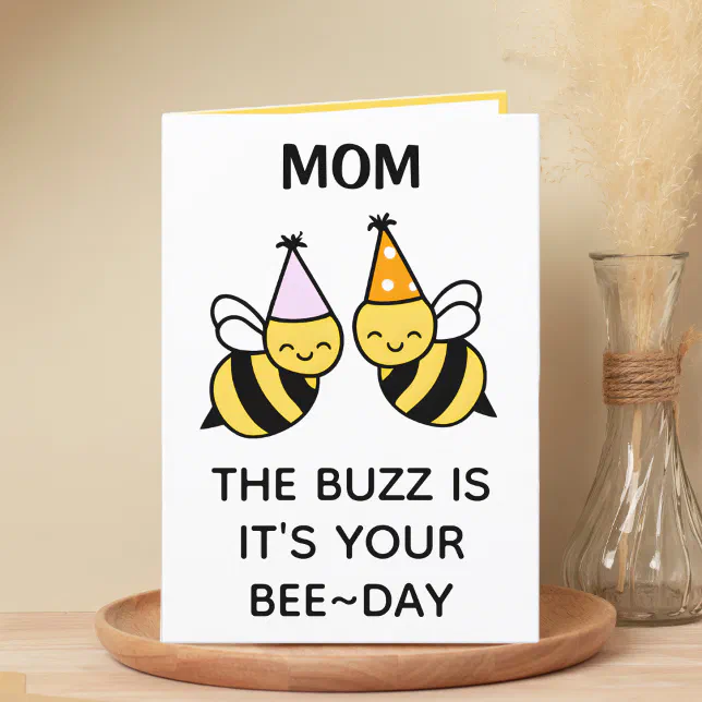 Cute Bumblebee Bee Mom Mother Happy Birthday Thank You Card | Zazzle