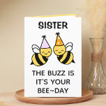 Cute Bumblebee Bee Sister Happy Birthday Letterpress Thank You Card<br><div class="desc">Looking for a unique way to express your love and humor to your sibling? Our funny bumblebee pun greeting card is the perfect choice for your sister on her birthday! Customize it by adding your own personal message.  Design features two bees wearing pink and orange birthday party hats.</div>