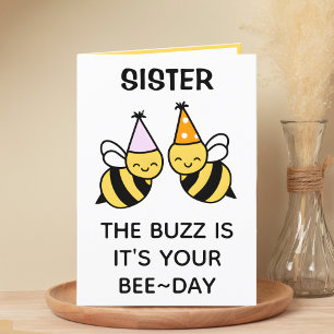 Cute Bumblebee Bee Sister Happy Birthday Letterpress Thank You Card