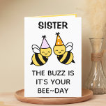 Cute Bumblebee Bee Sister Happy Birthday Thank You Card<br><div class="desc">Looking for a unique way to express your love and humor to your sibling? Our funny bumblebee pun greeting card is the perfect choice for your sister on her birthday! Customize it by adding your own personal message.  Design features two bees wearing pink and orange birthday party hats.</div>