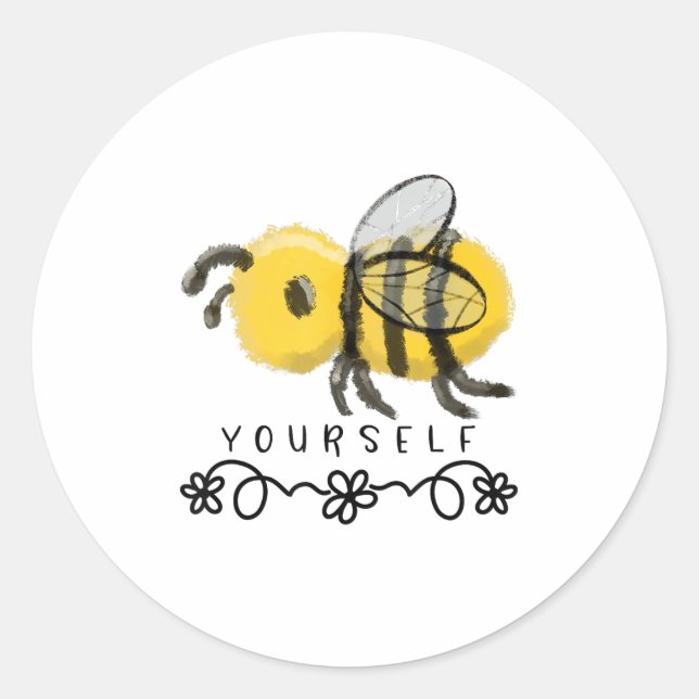 Cute Bumblebee Bee Yourself  Classic Round Sticker (Front)