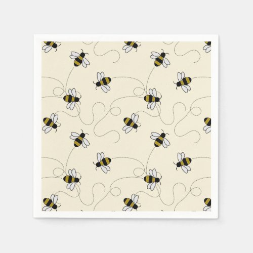 Cute Bumblebee Cartoon Cartoon Killer Bee Pattern Napkins