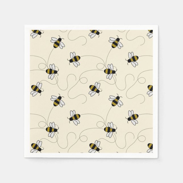 Cute Bumblebee Cartoon Cartoon Killer Bee Pattern Napkins (Front)