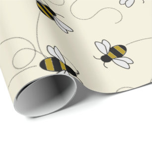 Cute Bumblebee Cartoon Cartoon Killer Bee Pattern Wrapping Paper