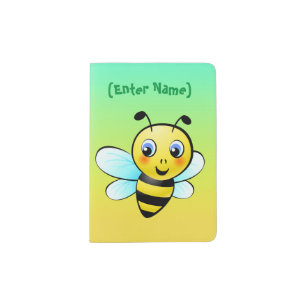 Cute Bumblebee Cartoon Passport Holder