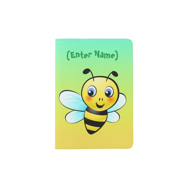 Cute Bumblebee Cartoon Passport Holder (Front)
