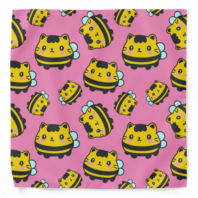 Cute Bumblebee Cat Pattern  Bandana (Front)