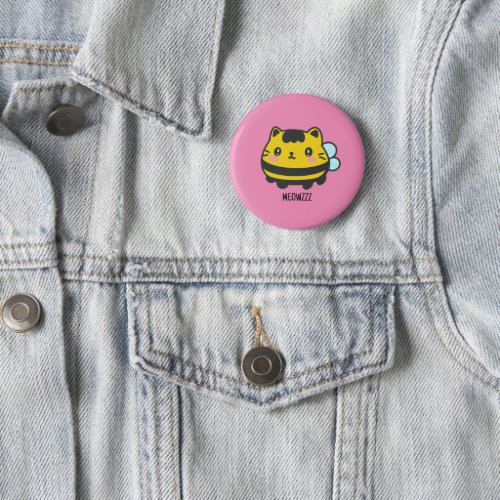 Cute Bumblebee Cat Personalized Text Button
