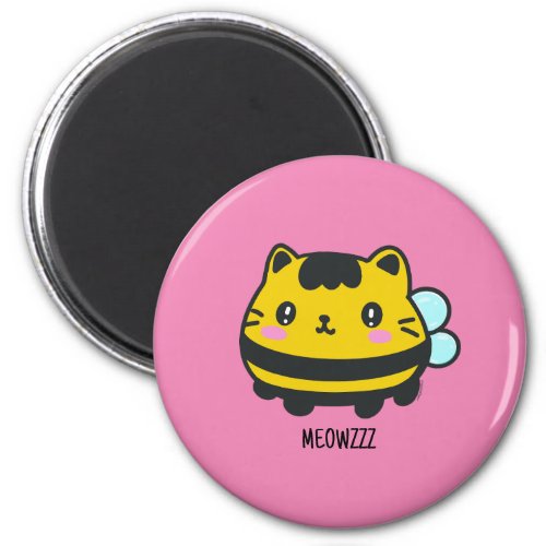 Cute Bumblebee Cat Personalized Text Magnet
