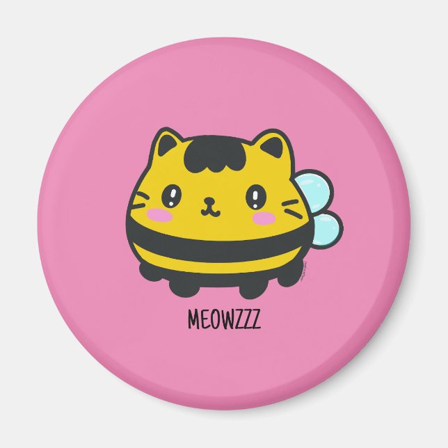 Cute Bumblebee Cat Personalized Text Magnet (Front)