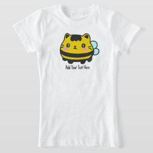 Cute Bumblebee Cat Personalized Text T-Shirt