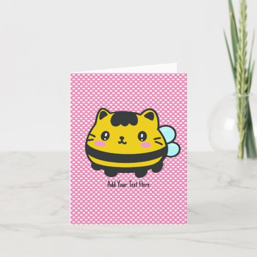 Cute Bumblebee Cat Personalized Text Thank You Card
