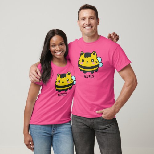 Cute Bumblebee Cat with Personalized Text  T_Shirt