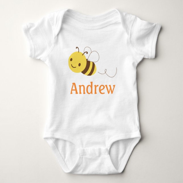 Cute Bumblebee Custom Personalized Baby's Name Baby Bodysuit (Front)