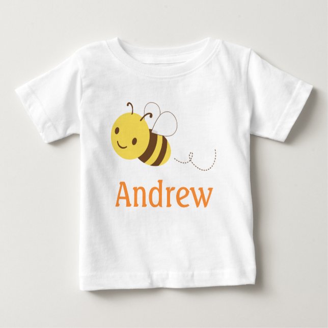 Cute Bumblebee Custom Personalized Baby's Name Baby T-Shirt (Front)
