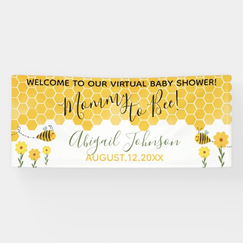 Cute Bumblebee Mommy to Bee Virtual Baby Shower Banner