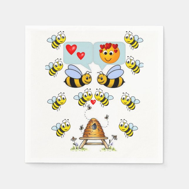 Cute Bumblebee Paper Napkins (Front)