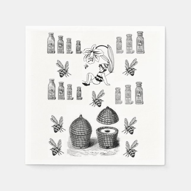 Cute Bumblebee Paper Napkins (Front)