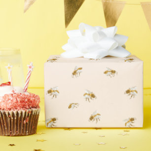 Cute Bumblebee Pattern Neutral Nature Bees Wrapping Paper