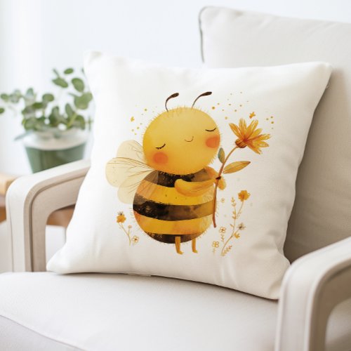 Cute Bumblebee Pillow Cozy Bee  Throw Pillow