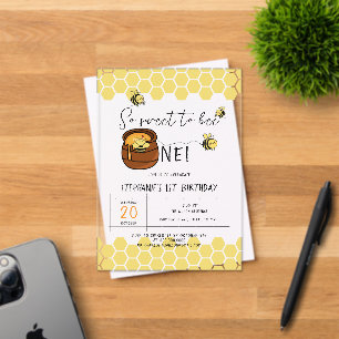 Cute Bumblebee So Sweet To Bee One 1st Birthday Acrylic Invitations