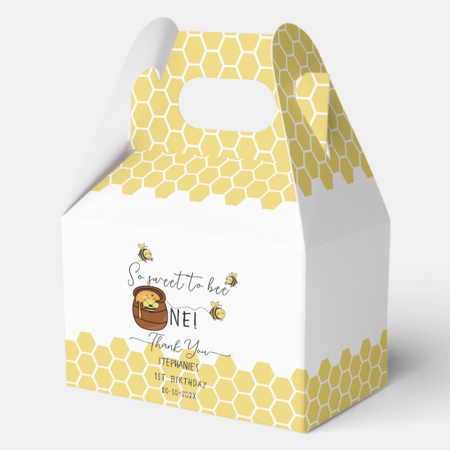 Cute Bumblebee So Sweet To Bee One 1st Birthday Favor Boxes (Front)