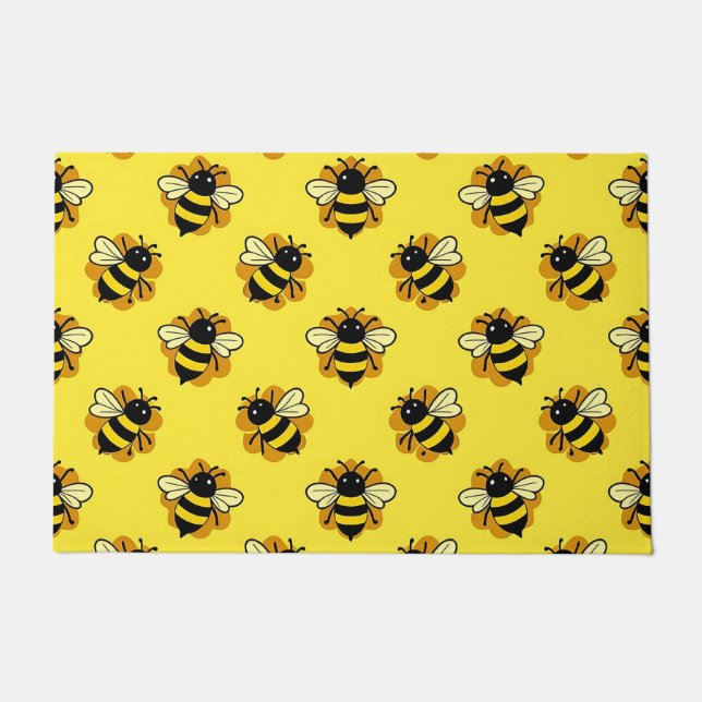 Cute Bumblebee Summer Pattern Doormat (Front)