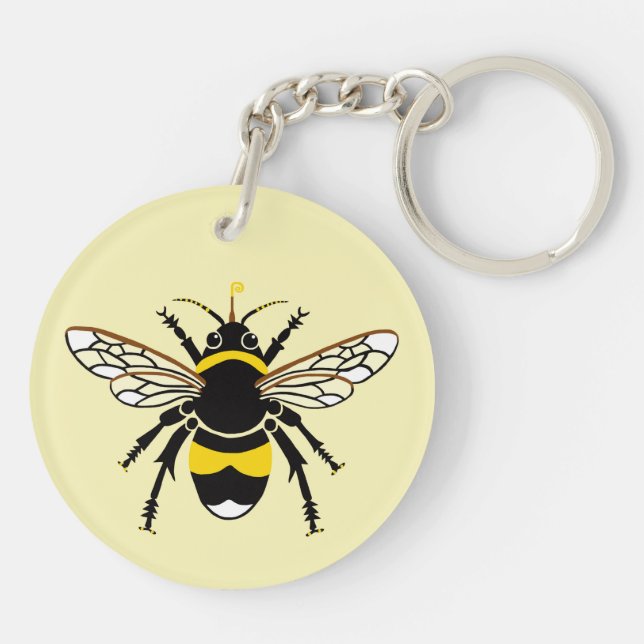 Cute BumbleBEE - Wildlife - Insect - Endangered Keychain (Back)