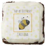 Cute Bumblebee Yellow and Black | HapBee Birthday Brownie