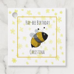 Cute Bumblebee Yellow and Black HapBee Birthday Favor Tags