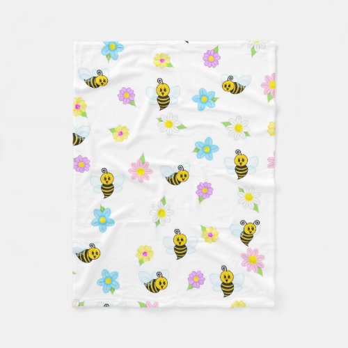 Cute Bumblebee Yellow Black Bumble Bee Colorful Fleece Blanket