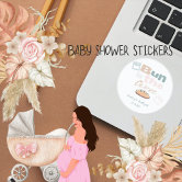 Bun in the Oven Cute Modern Baby Shower Boy / Girl Classic Round Sticker