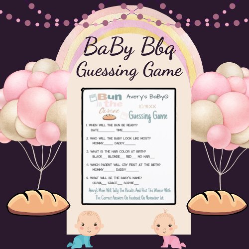 Cute Bun In Oven BaBy Q Shower Guessing Game 