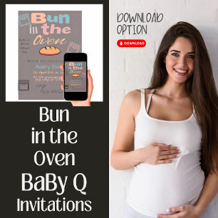 Cute Bun In Oven BaBy Q Shower Invitation